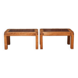 Pair of Pierre Chapo T18 coffee tables