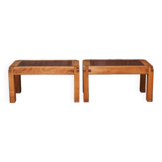 Pair of Pierre Chapo T18 coffee tables