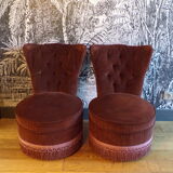 Pair of velvet toad armchairs