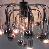Vintage Sputnik lamp with 9 light points and 16 chrome globes