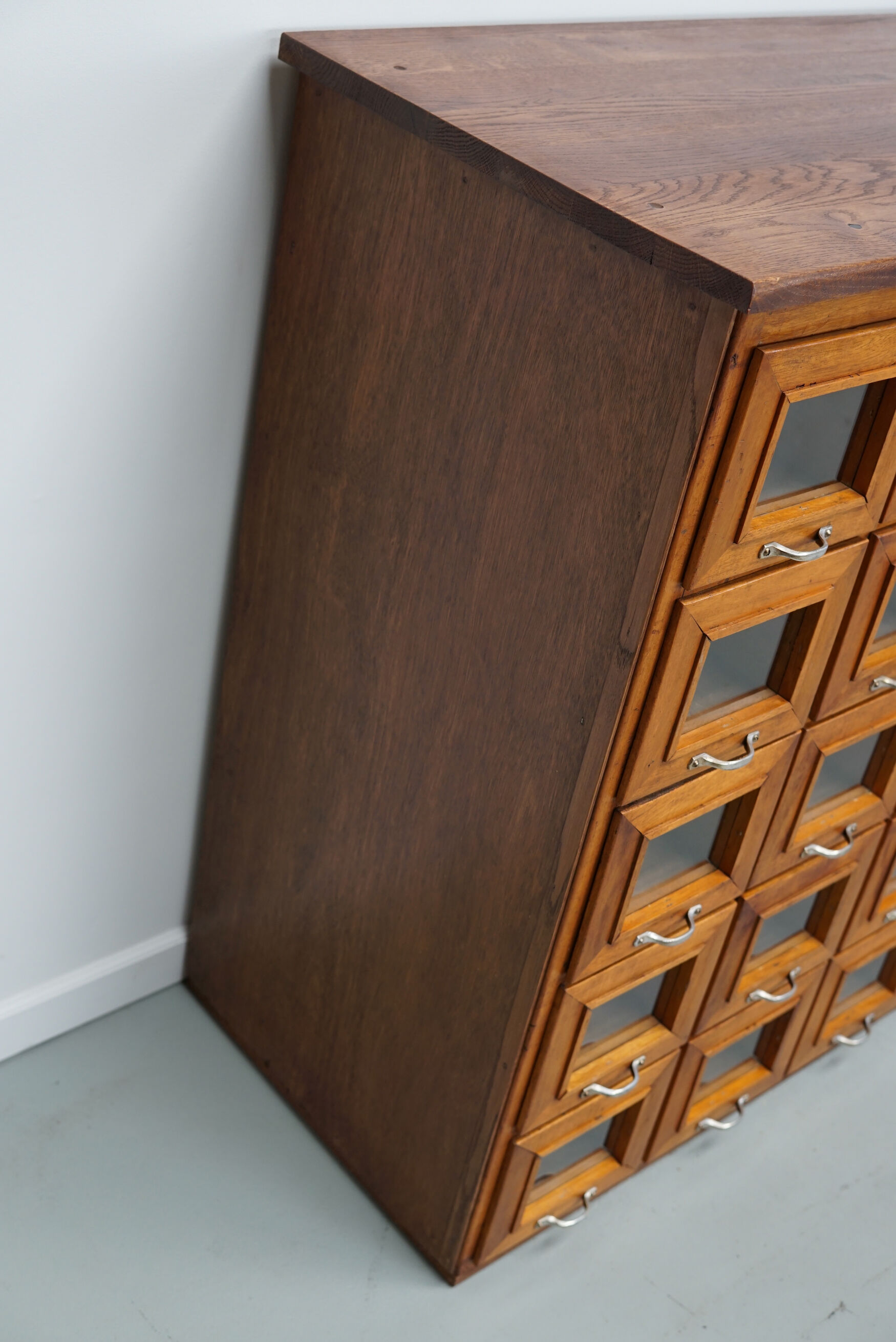 Vintage Dutch Oak Haberdashery Shop Cabinet / Vitrine, 1950s