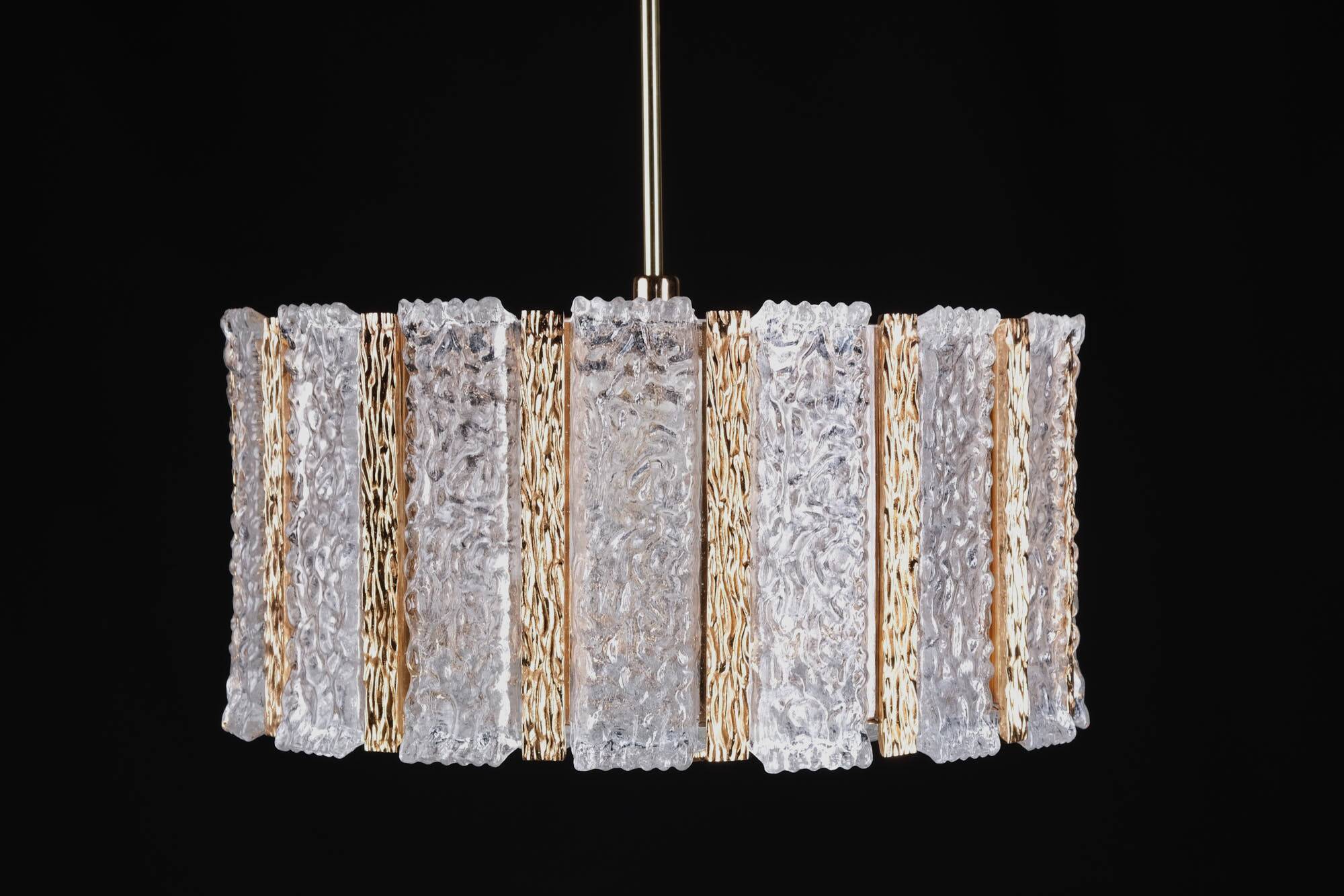 Vintage Kalmar lamp from the 60s, brass and glass