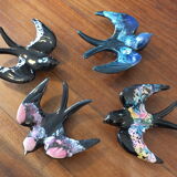 4 vintage swallows - tiled wall decoration