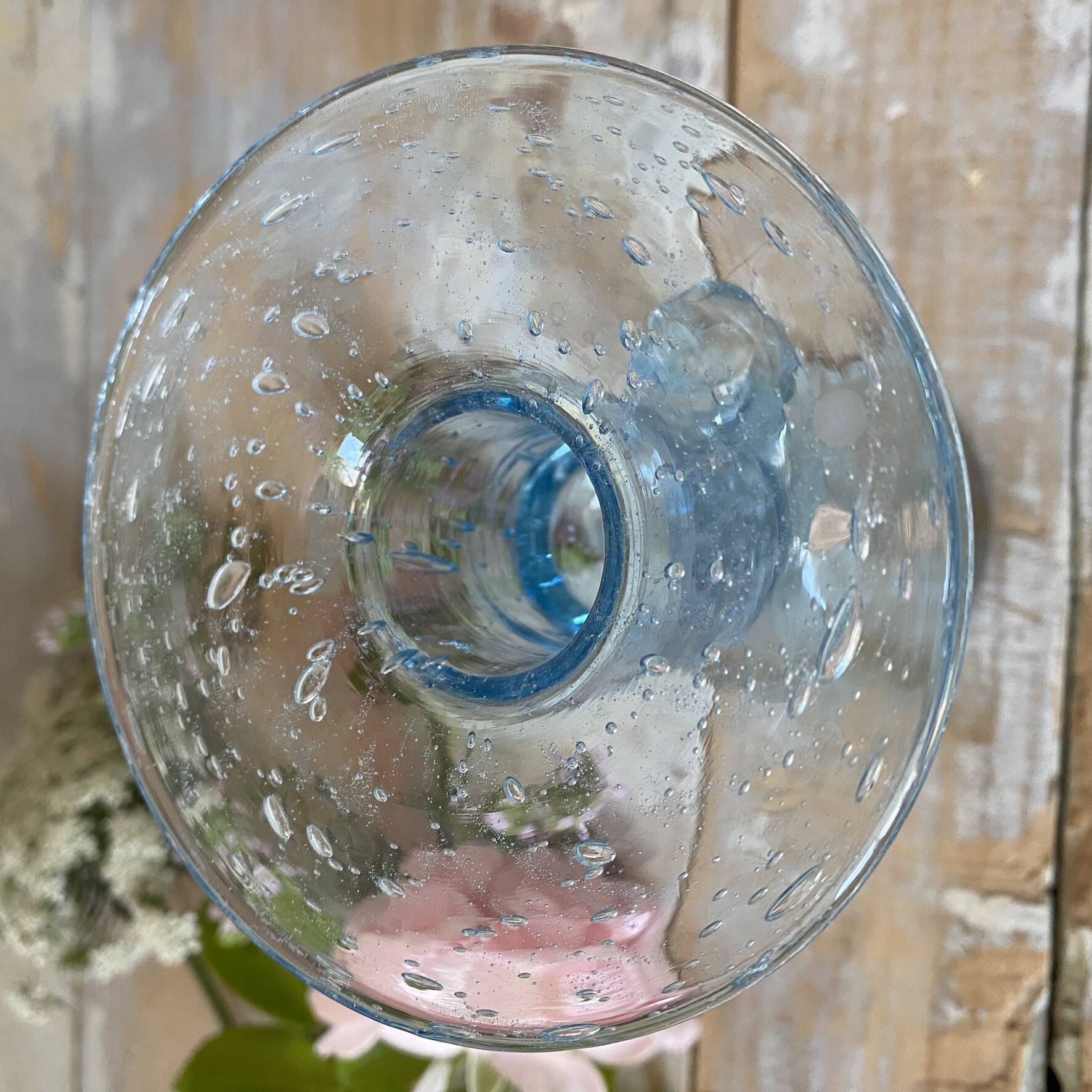 Bougeoir en verre soufflé bullé Biot