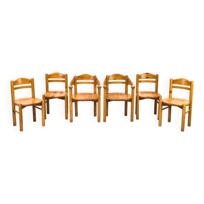 Pine Dining Chairs in the style of Rainer Daumiller, 1970s, Set of 6