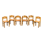 Pine dining chairs in the style of Rainer Daumiller, 1970s, set of 6.