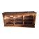 Antique wooden sideboard with three sliding glass doors.