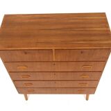 Scandinavian "tallboy" chest of drawers in teak, Sweden, 1950