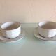 Two white cups with saucers by Apilco vintage 60-70s