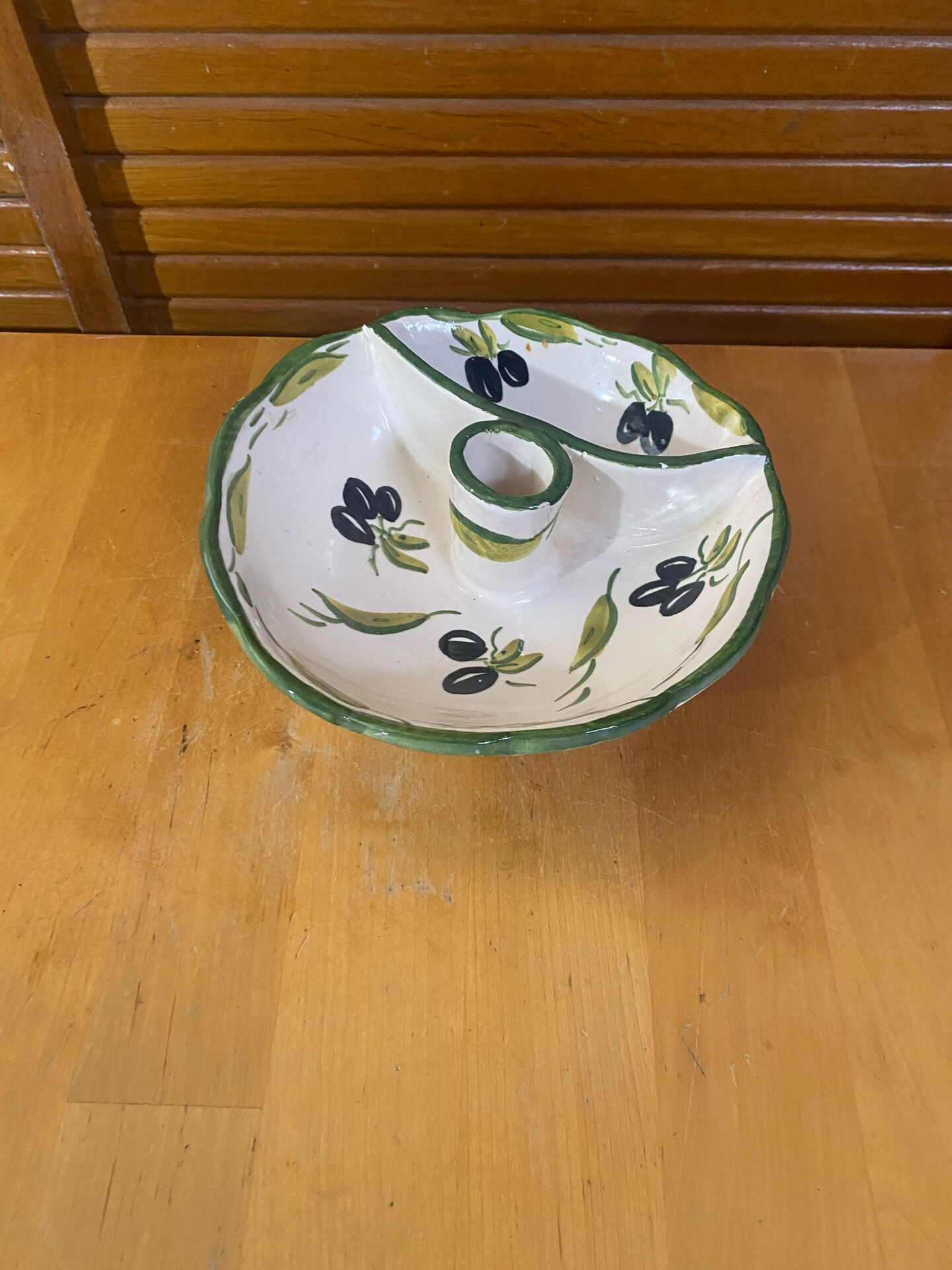 Aperitif plate style vallauris polychrome ceramic olive decor vintage