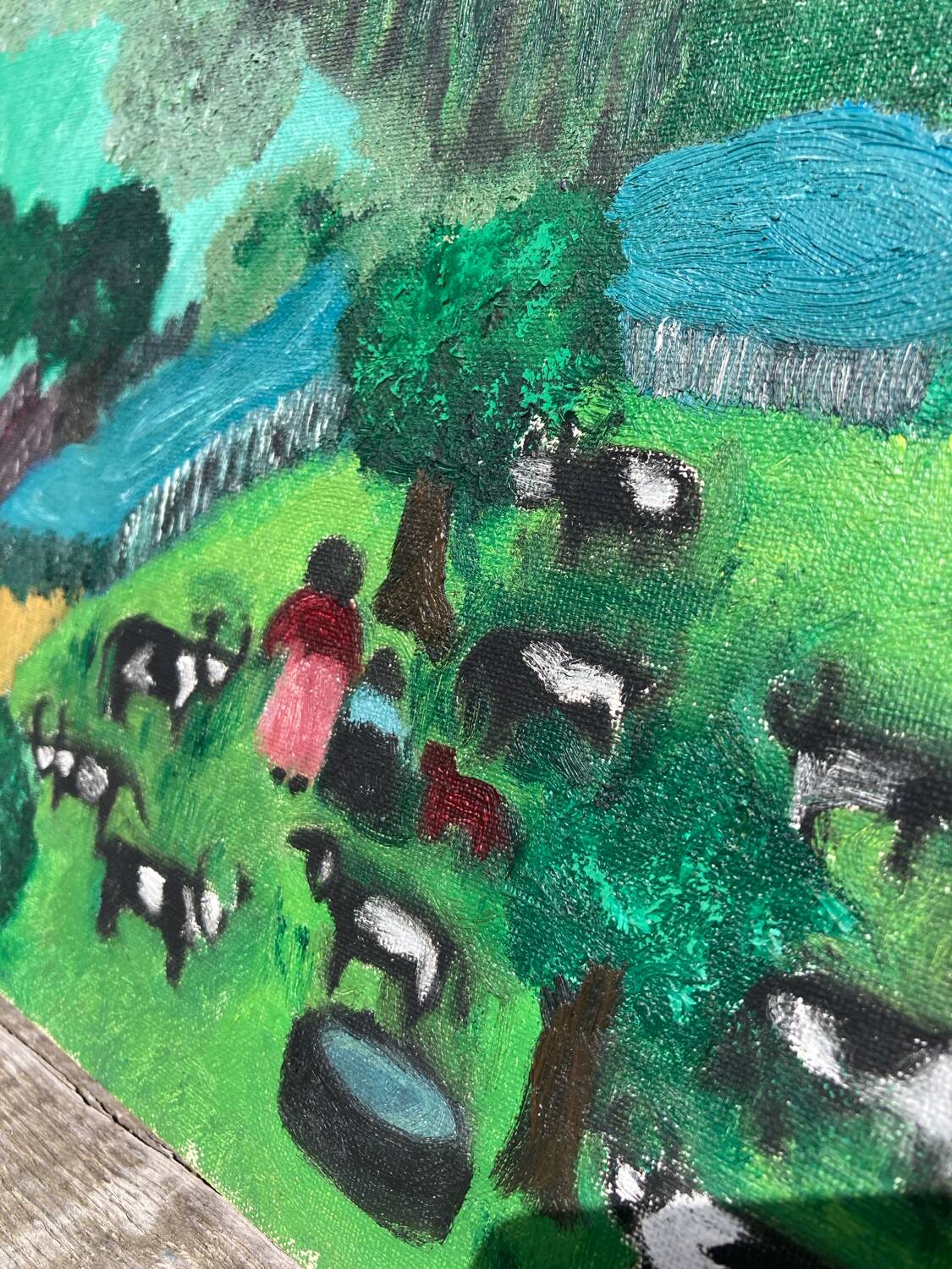Tableau, huile sur toile paysage naïf