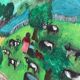 Tableau, huile sur toile paysage naïf