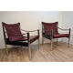 Pair of vintage Safari armchairs by Borje Johanson 1970