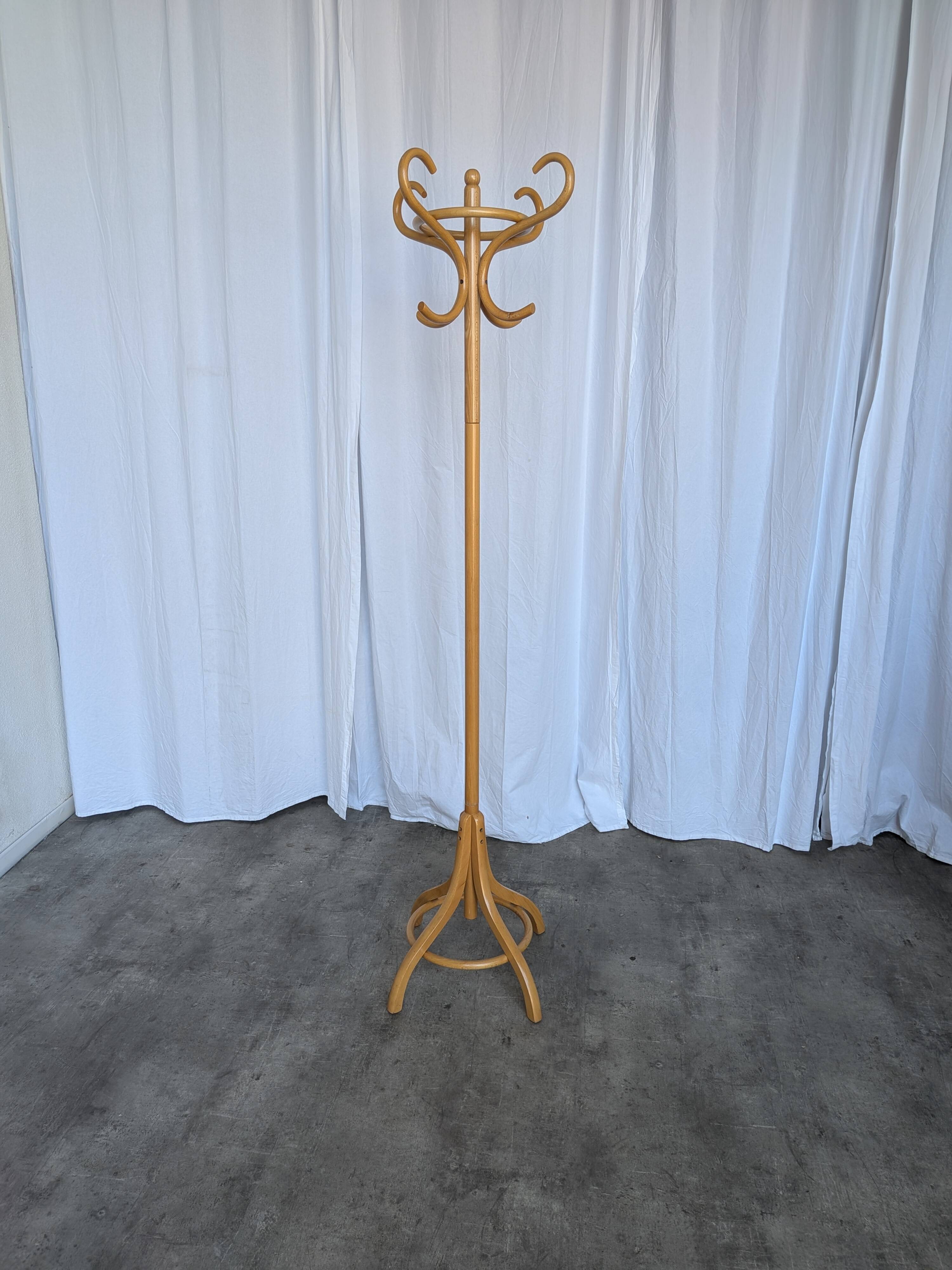 Vintage Bentwood Coat Stand, Thonet Style Hall Tree, Wood Coat Rack