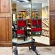 Brot mirror on legs, triptych glass in blackened wood, brass, Art Deco