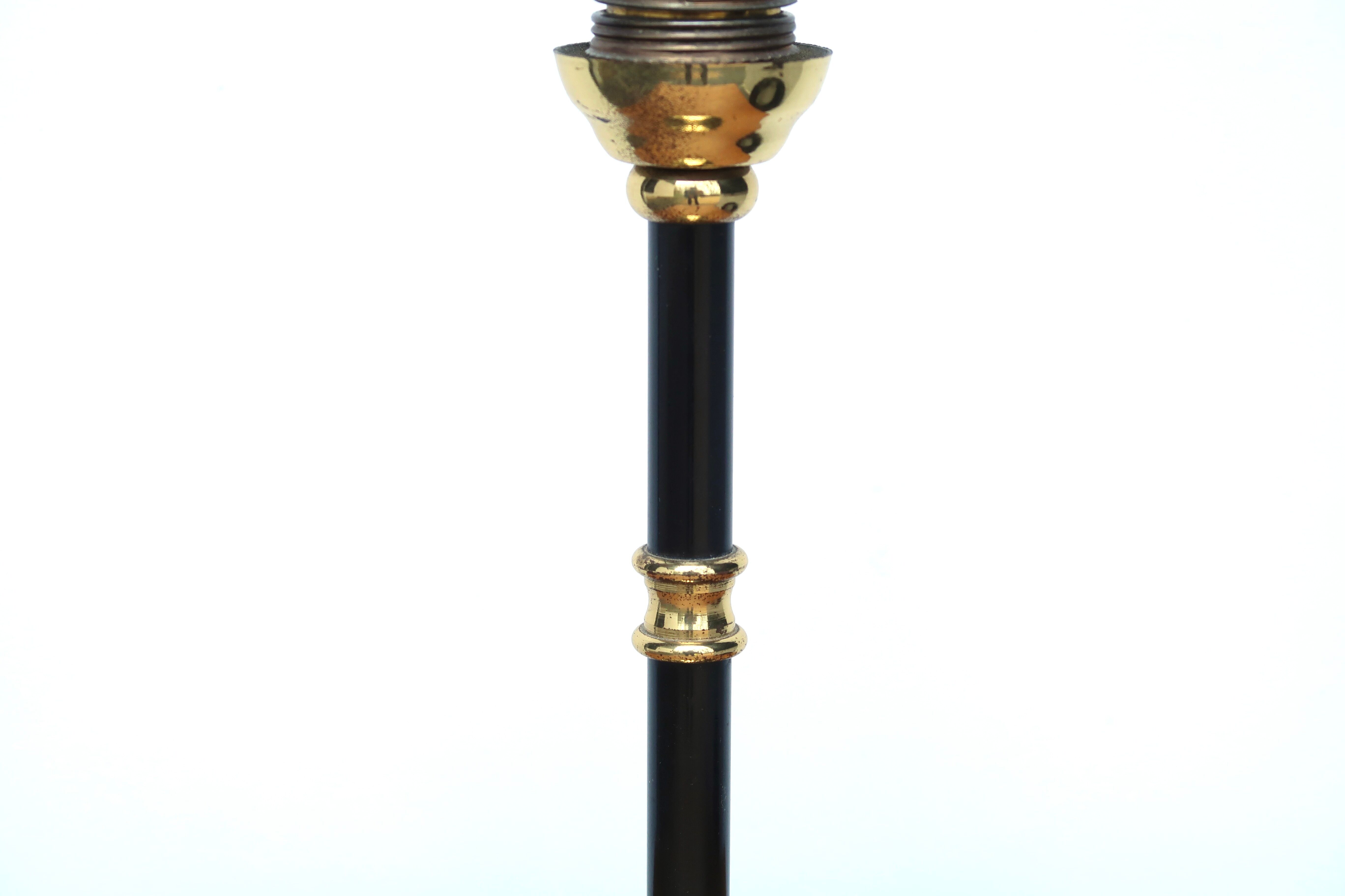 Black metal and brass lamp, 50s