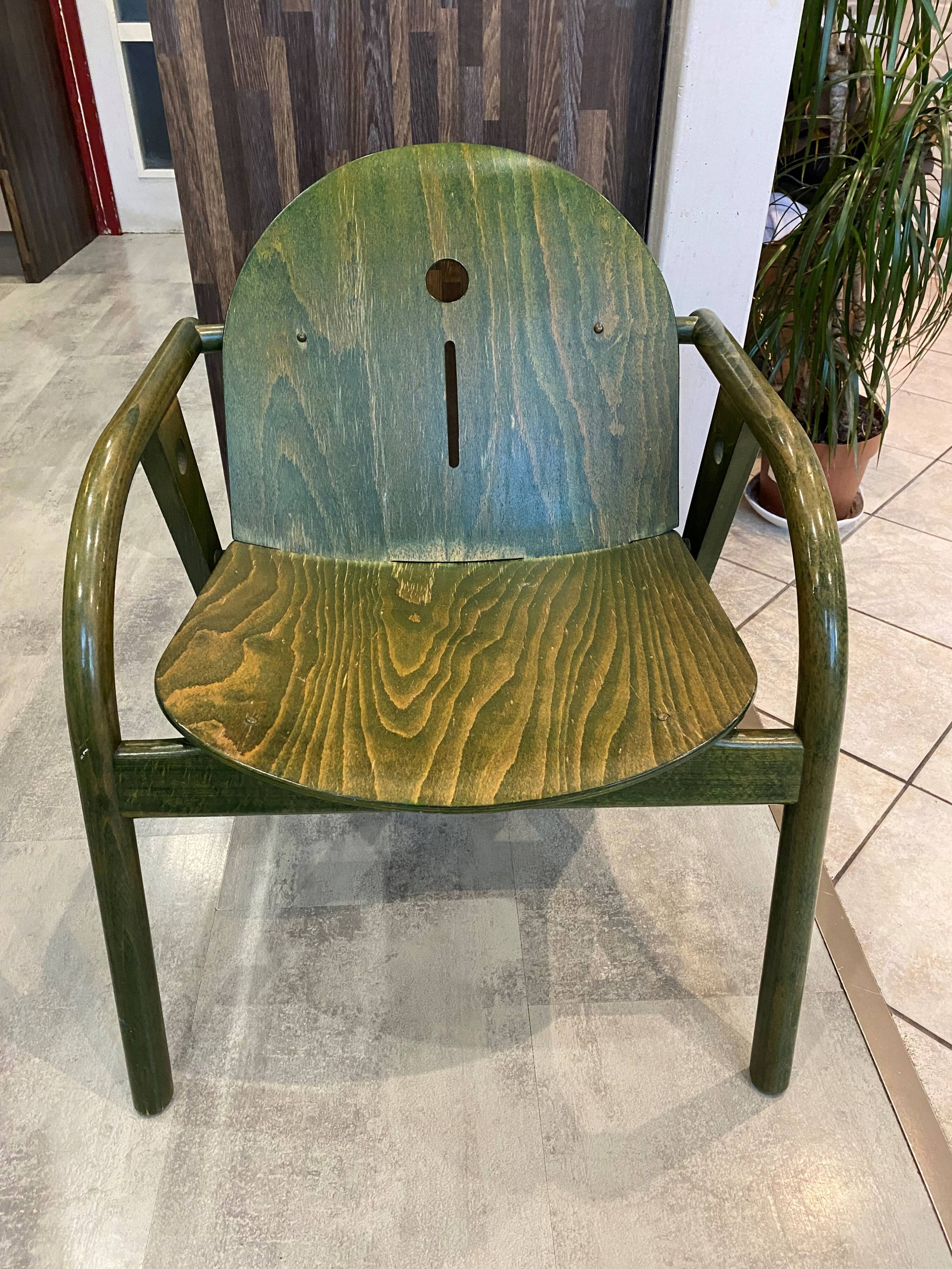 Fauteuil Baumann vert, années 70