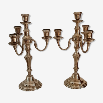 Pair of candelabras, brass candle holders