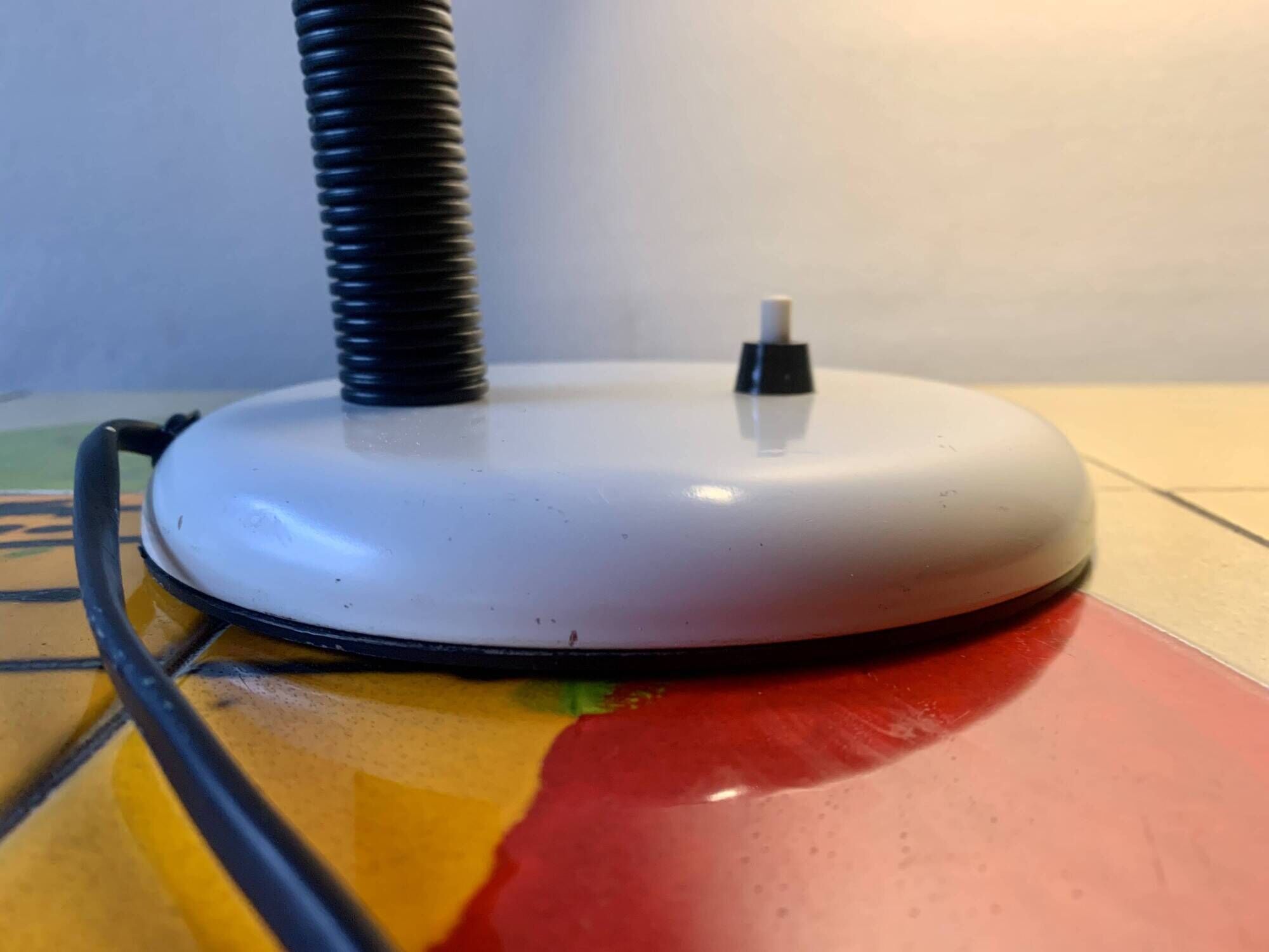 Vintage white and black metal desk lamp