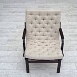 1970s, Scandinavian armchair, furniture wool, dark beech wood.
