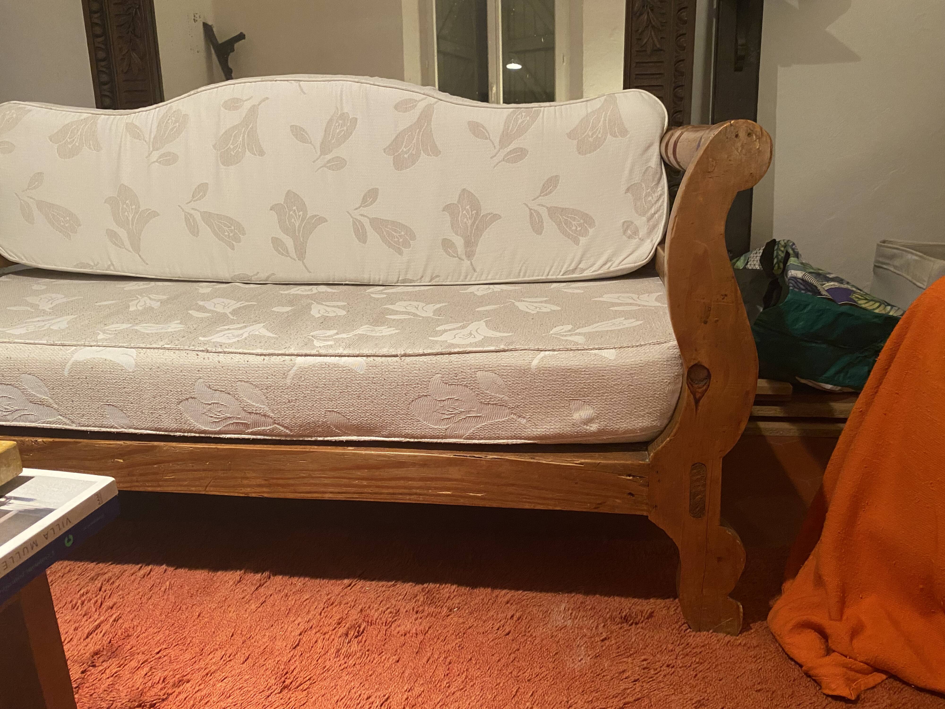 Two-seater sofa in exotic wood, Mexican style