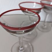 Bistro glass, thick bottom with red rim, 1950s
