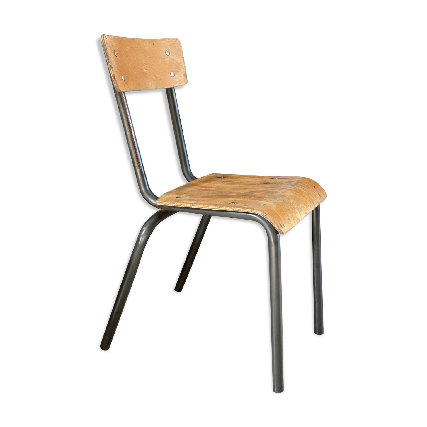 Ancienne chaise écolier enfant bois et métal