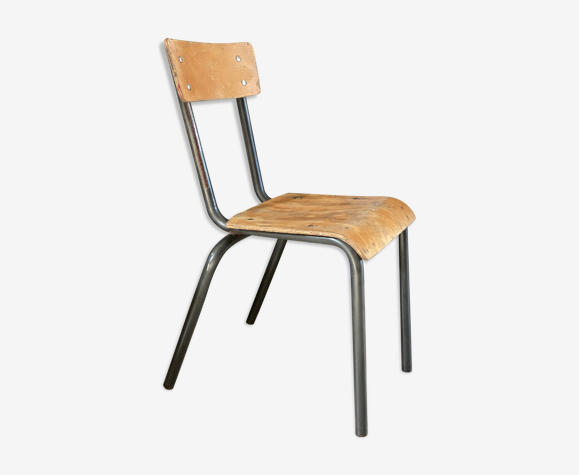 Ancienne chaise écolier enfant bois et métal