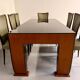 Antique wood and glass table, Art Deco Italian design, Borsani, 1940