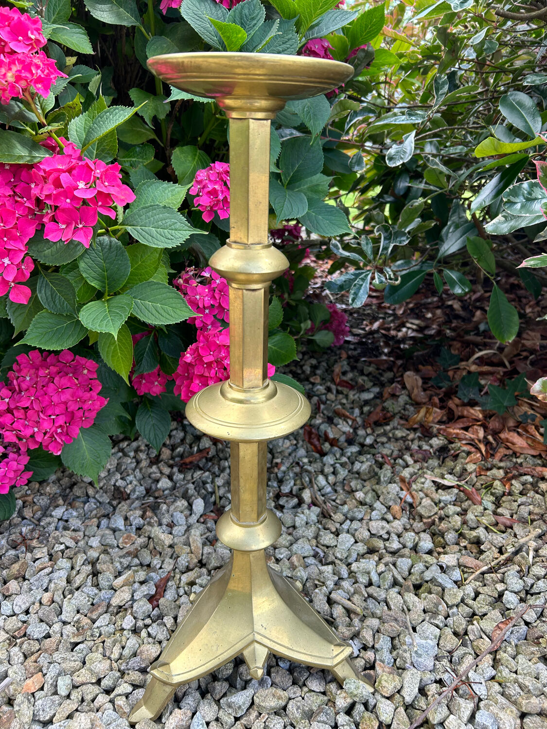 Large solid brass candle holder