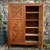 Vintage solid oak cross-braced wardrobe 1940