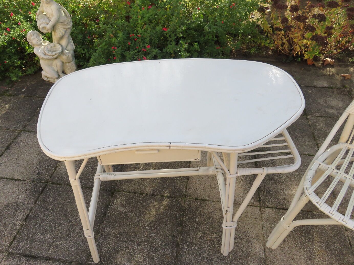 Bureau rotin et sa chaise