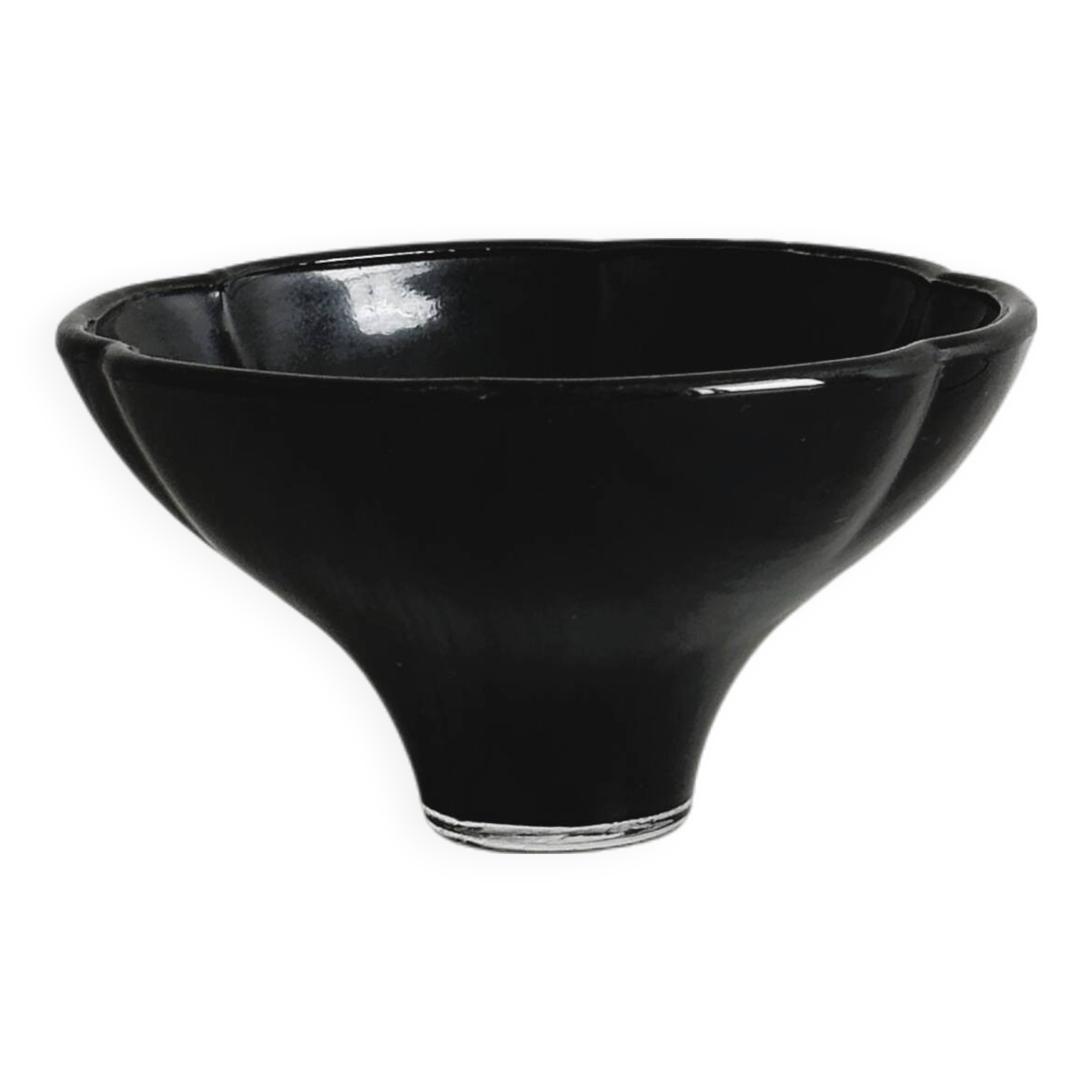 Small black glass cup
