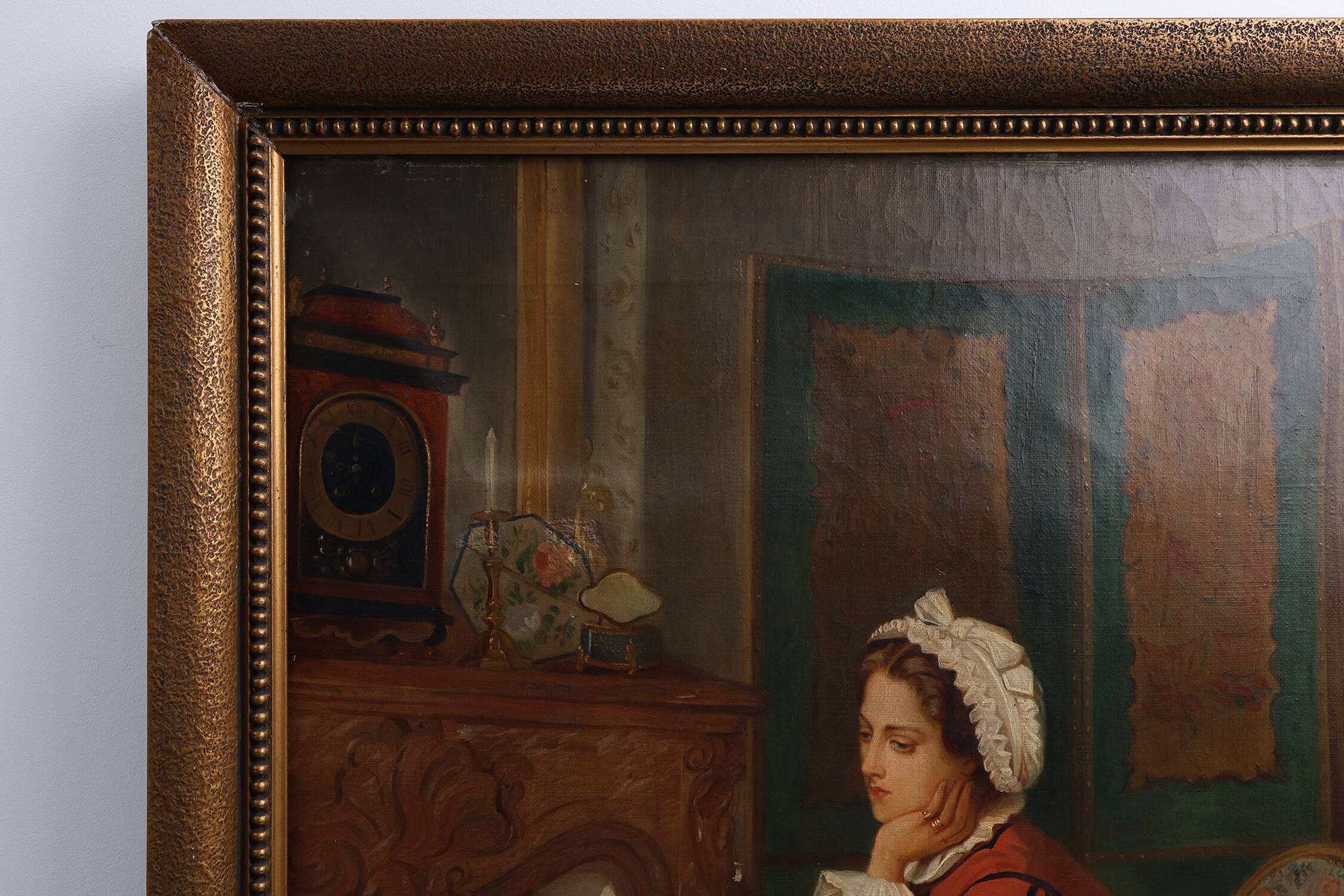 19th-Century French Baroque Interior Scene Painting