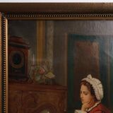 19th-Century French Baroque Interior Scene Painting