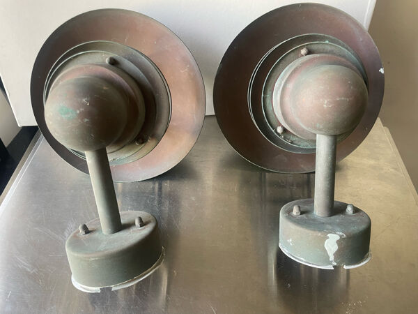 Paire de lampes murales d’extérieur vintage danoises classiques en cuivre