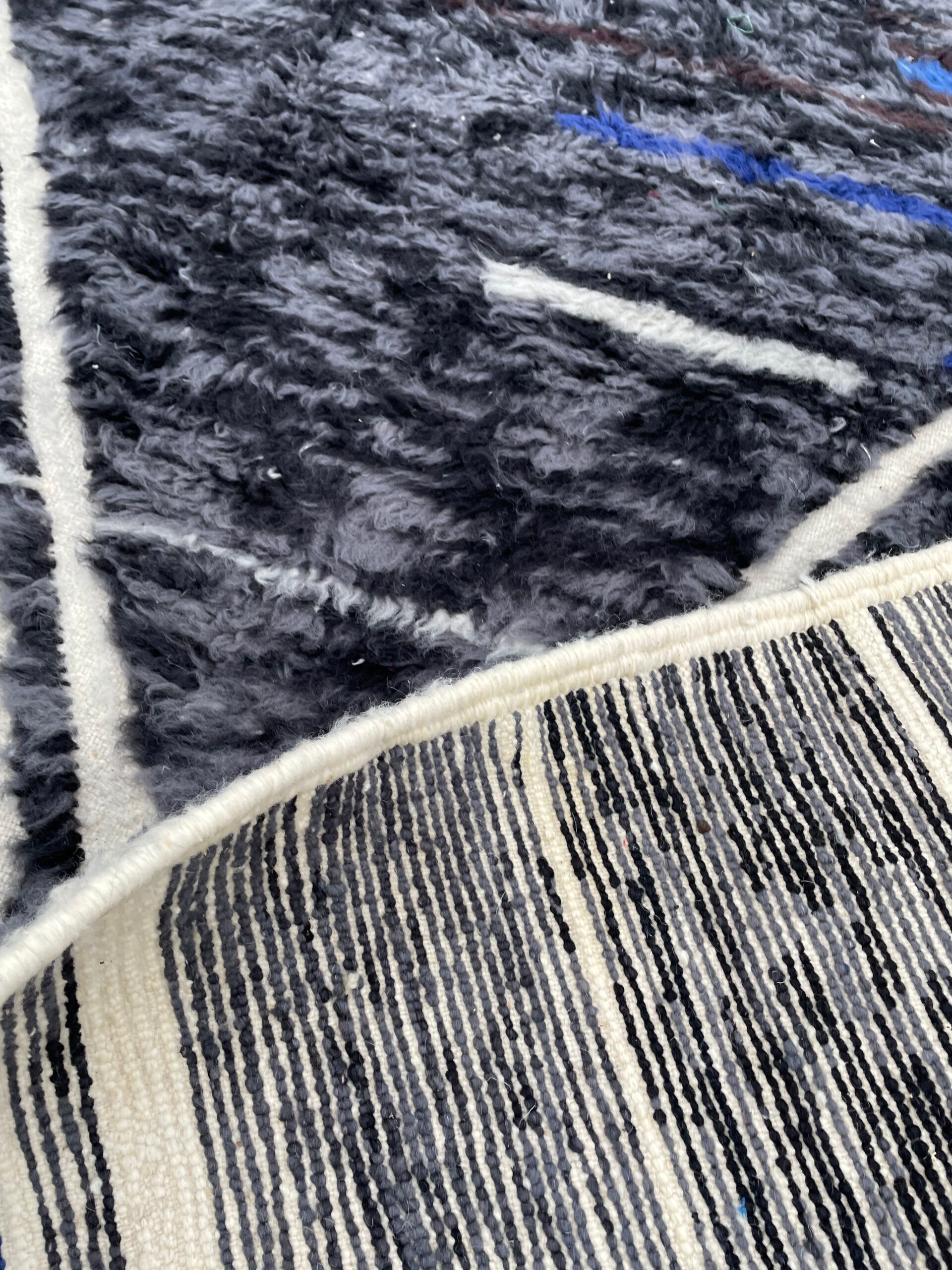 Carpet Black Handmade Wool Living Room, 260x380 cm