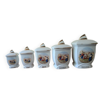 Lot de 5 pots à épices vintage