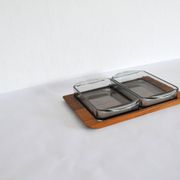 Danish Modern Teak Serving Tray with Glass Bowls by Wiggers, Denmark, 1960s
