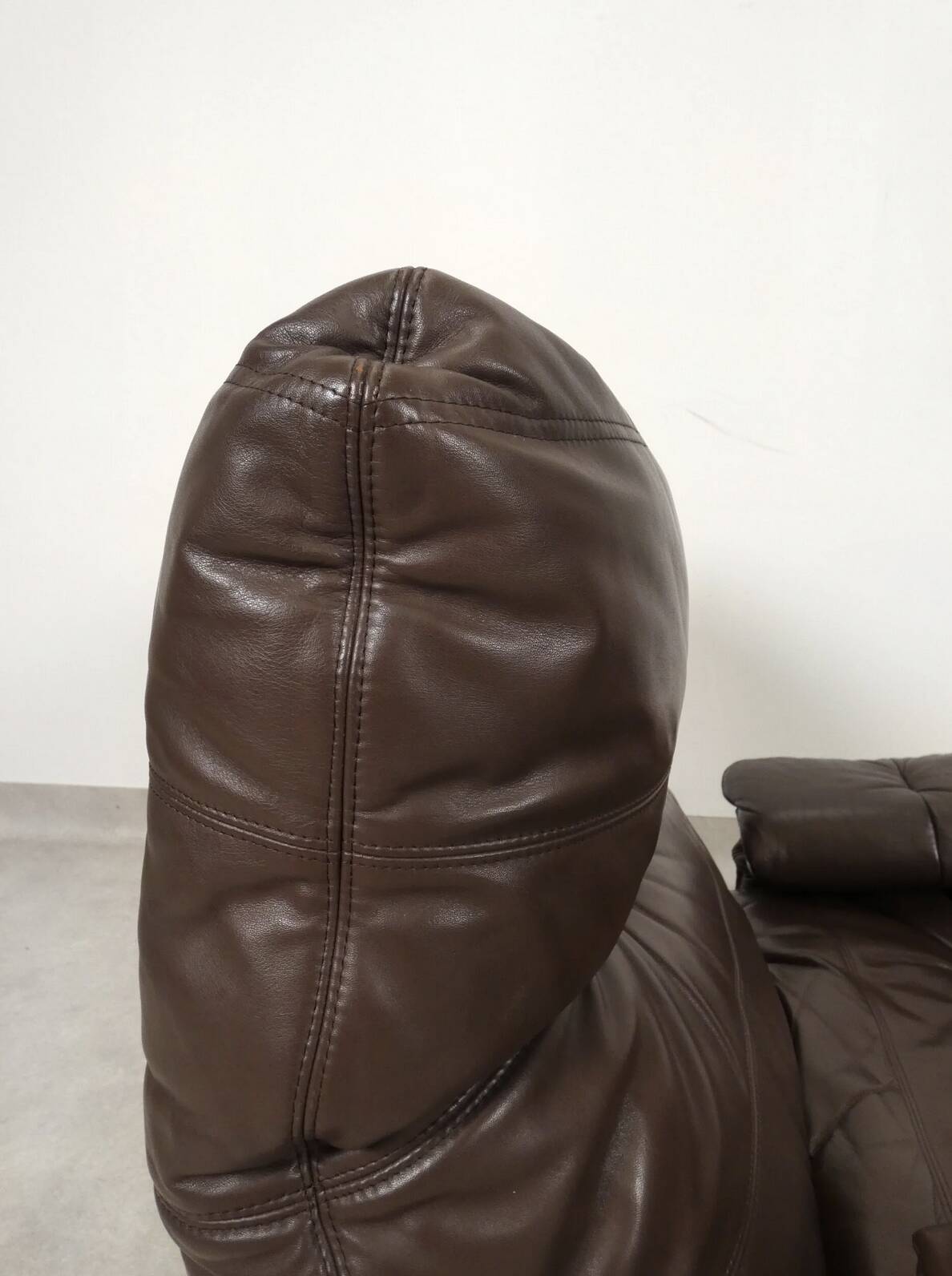 Ligne Roset Marsala - fauteuil and ottman - brown leather