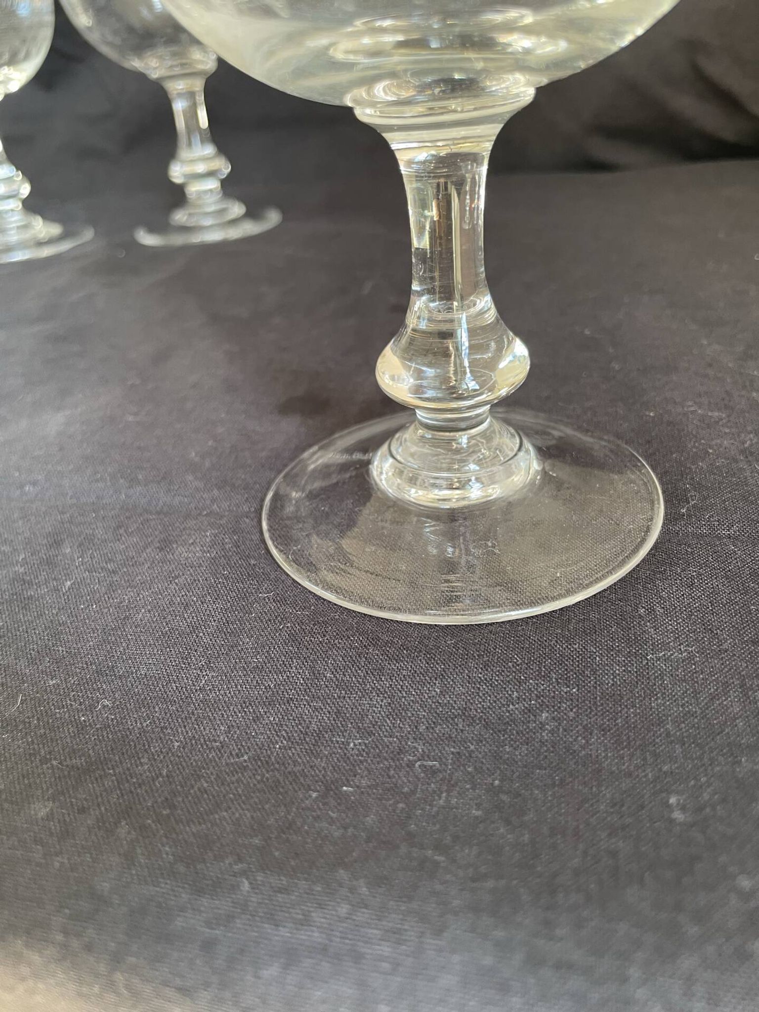 6 Art Deco crystal champagne coupes.