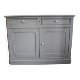 Parisian buffet with 2 doors and 2 drawers in patinated grey.