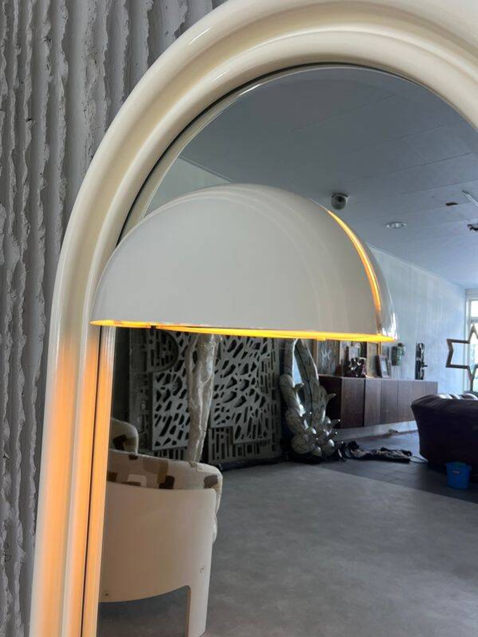Vintage 1970s Illuminated Mirror with Built-In Socket