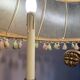 Vintage floor lamp in black and gold metal with lampshades
