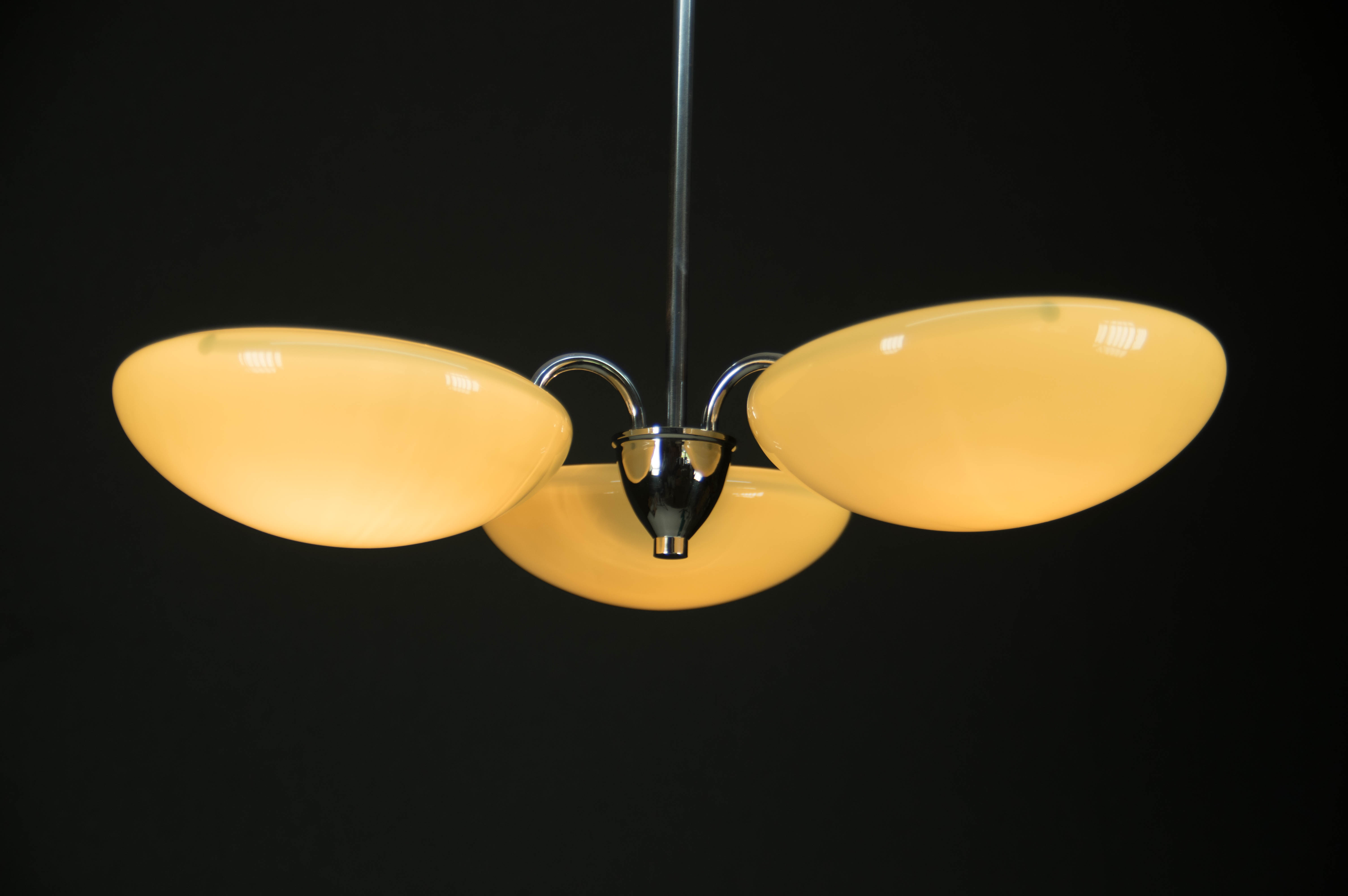 Minimalist 3-flamming Chandelier, 1930s