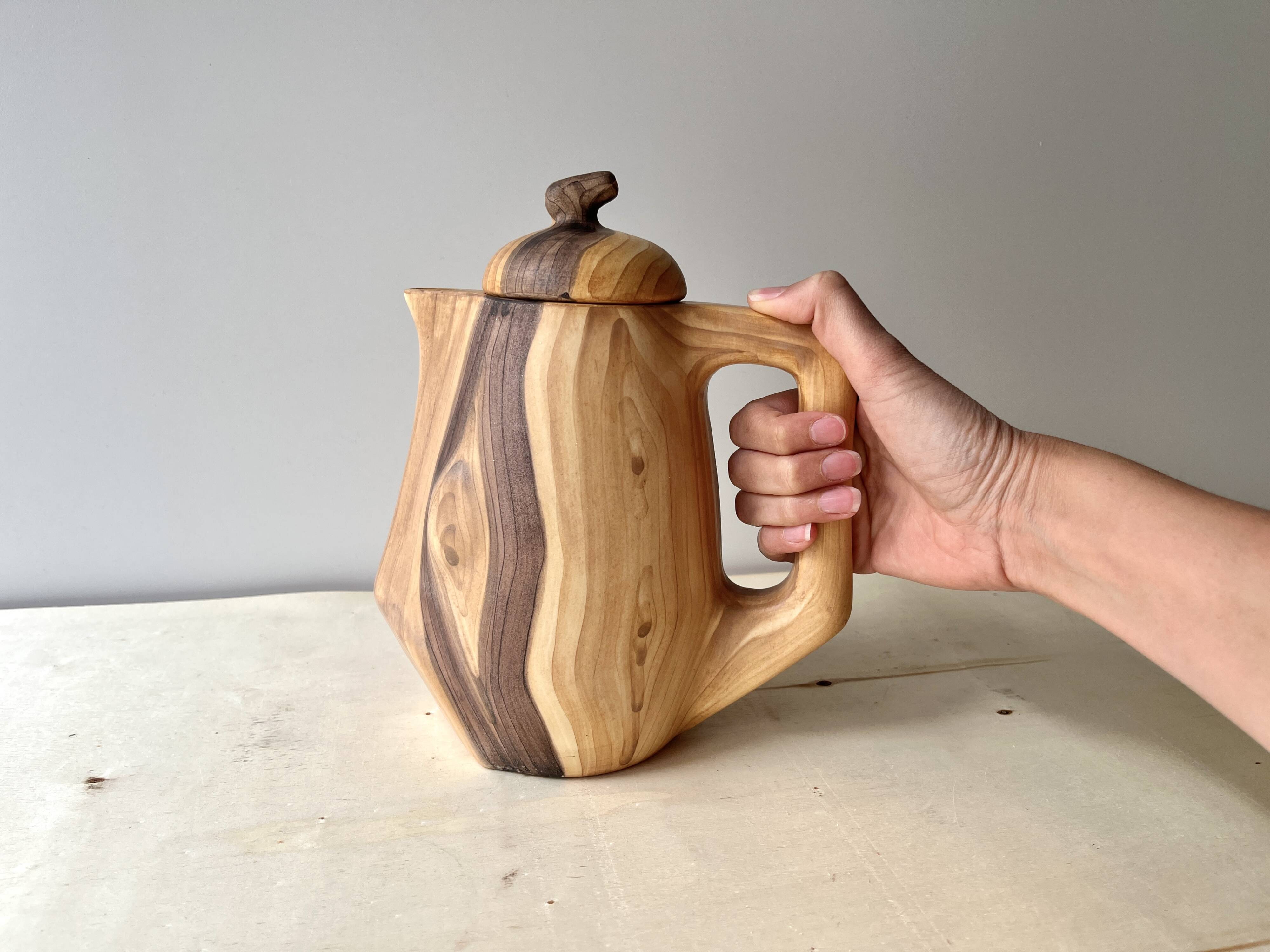 Vintage Grandjean Jourdan Vallauris faux wood coffee maker + sugar bowl