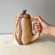 Vintage Grandjean Jourdan Vallauris faux wood coffee maker + sugar bowl
