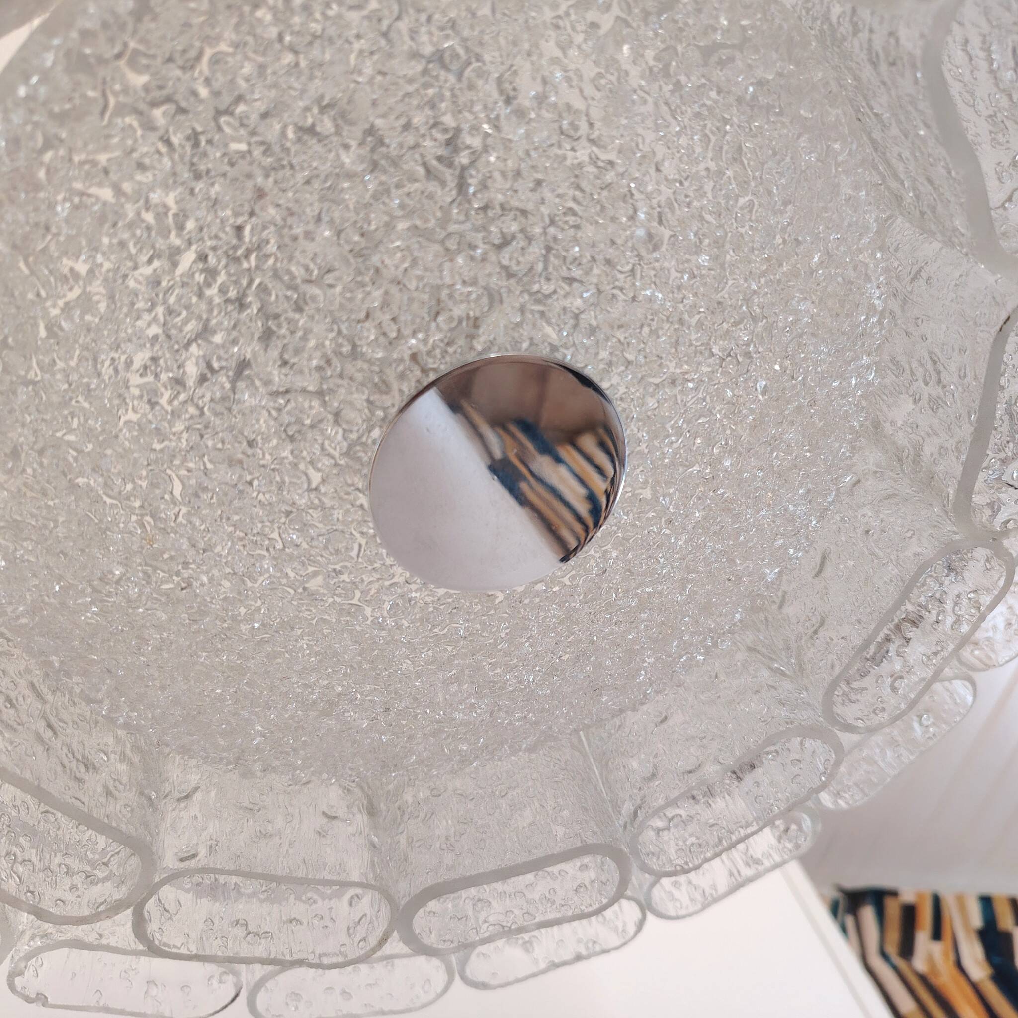 Large frosted glass chandelier Doria Leuchten 70's