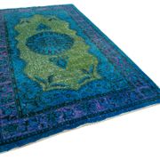 Handmade vintage turkish 1980s 188 cm x 320 cm blue rug