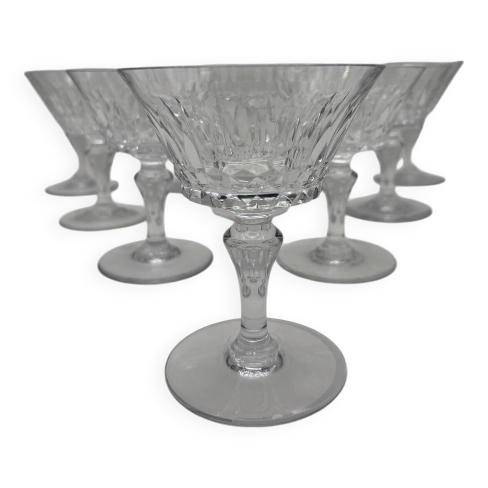 10 crystal champagne glasses, Baccarat, Picadilly model, France